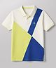 Pine Kids Cotton Knit Polo T-Shirt with Half Sleeves and Color Block Pattern in Off White