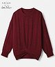 Arias 100% Viscose Cable Knit Full Sleeves Sweater with front knot - Rust Orange