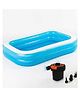 NHR Rectangular Inflatable Pool with Electric Air Pump | Portable Family Swimming Pool | Durable Non-Toxic PVC | Easy Setup Kids & Adults Pool (Blue)