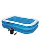 NHR Rectangular Inflatable Pool with Electric Air Pump | Portable Family Swimming Pool | Durable Non-Toxic PVC | Easy Setup Kids & Adults Pool (Blue)