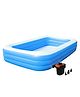 NHR Large Family Inflatable Pool  with Electric Air Pump | Thick PVC, 3 Air Chambers | Kids & Adults Backyard Swimming Pool (Blue)