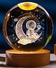 Urbane Chic 3D Crystal Ball LED Night Lamp with Wooden Base Decorative Light for Kids Room, Bedroom & Home Decoration (Random Design)