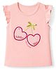 Babyoye Single Jersey Knit Half Sleeves T-Shirt with Heart Embroidery & Bow Applique - Pink