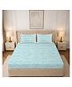 Morado Premium Glace Cotton Double Flat Bedsheet with 2 Pillow Covers | Blue Map | Soft & Breathable | Lace Border Pillow Covers | 90x100 Inches