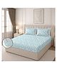 Morado Premium Glace Cotton Double Fitted Bedsheet with 2 Pillow Covers | Soft & Breathable | Elegant Lace Border Pillow Covers | 72x78x8 Inches