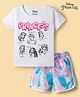 HoneyHap Disney 100% Cotton Knit Half Sleeves T-Shirt & Shorts Set With Disney Princess Graphic - Light Blue