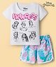 HoneyHap Disney 100% Cotton Knit Half Sleeves T-Shirt & Shorts Set With Disney Princess Graphic - Light Blue