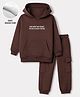 Primo Gino Cotton Brushed Terry Knit Oversized Full Sleeves Solid Hooded Sweatshirt and Jogger Winter Wear Suit with Drop Shoulder Sleeves and Cargo Pockets with Good Energy Only Because The Vibe Is Strictly Positive Print - Brown