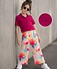 OLLINGTON ST. Woven Half Sleeves Shirt Style Top & Culottes Set With Floral Print - Maroon