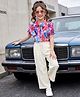 OLLINGTON ST. Woven Half Sleeves Top & Culottes With Floral Print - Pink
