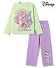 Pine Kids Disney 100% Cotton Single Jersey Knit Full Sleeves T-Shirt & Pajama Night Suit with Call Me on My Shell Phone Text & Ariel Graphic Print - Light Green, Purple