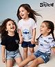 Bonfino Disney Single Jersey Knit Half Sleeves T-Shirts with Lilo and Stitch Print Pack of 3 - White Blue & Black