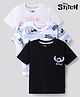 Bonfino Disney Single Jersey Knit Half Sleeves T-Shirts with Lilo and Stitch Print Pack of 3 - White Blue & Black