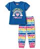 Babyhug 100% Cotton Knit Full Sleeves T-Shirt & Pyjama Night Suit Rainbow Print - Blue