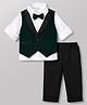 Babyhug Woven Full Sleeves Solid Three Piece Party Suit With  Glitter & Bow - Green