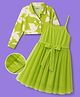 OLLINGTON ST. Woven Full Sleeves Floral Printed Jacket & Frock  With Bow Applique - Limegreen