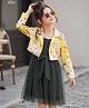 OLLINGTON ST. Woven Frocks with Jacket with Full Sleeves and Floral Print - Olive Green