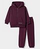 Primo Gino Cotton Brushed Terry Knit Full Sleeves Solid Hooded Sweatshirt and Jogger Winter Wear Suit with Mindset Over Everything Patch - Wine