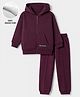 Primo Gino Cotton Brushed Terry Knit Full Sleeves Solid Hooded Sweatshirt and Jogger Winter Wear Suit with Mindset Over Everything Patch - Wine