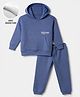 Primo Gino Cotton Brushed Terry Knit Oversized Full Sleeves Solid Hooded Sweatshirt and Jogger Winter Wear Suit with Drop Shoulder Sleeves and Victorious Squad Print - Blue