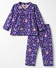 Babyhug Cotton Knit Full Sleeves Floral Printed Co-Ords Top & Pyjama Night Suit - Purple