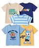 Doodle Poodle Cotton Single Jersey Knit T-Shirts with Half Sleeves and Fun & Football Text & Bunny Graphic Print Pack of 5- Yellow Cream Blue & Black