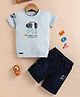 OLY KIDS Cotton Knit Half Sleeves Abstract Printed Tee & Shorts - Green