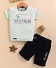 OLY KIDS Cotton Knit Half Sleeves Culture Mark R Text Printed Tee & Shorts - Green