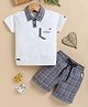 OLY KIDS Cotton Knit Half Sleeves The Brand Text Printed Tee & Shorts - Blue & White