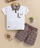 OLY KIDS Cotton Knit Half Sleeves The Brand Text Printed Tee & Shorts - Brown & White