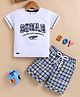 OLY KIDS Cotton Knit Half Sleeves Squad Text Embroidered Tee & Shorts - Blue