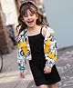 OLLINGTON ST. Looper Cotton Rib Knit Frock with Printed Jacket and Full Sleeves - Yellow & Black