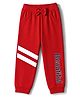 Doodle Poodle 100% Cotton Single Jersey Knit Full Length Lounge & Track Pant With Text Print & Bow Applique - Red