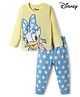 Bonfino Disney Single Jersey Knit Full Sleeves T-Shirt & Pyjama Night Suit with Daisy Duck Graphics - Yellow