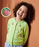 Babyhug Knit Full Raglan Sleeves Front Open Sweater with Floral Applique - Limegreen