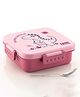 Adore Square Mate Stainless Steel Bento Lunch Box with 3 Compartments and Spoon- Pink Dino