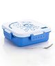 Adore Square Mate Stainless Steel Bento Lunch Box with 3 Compartment and Spoon- Blue Astronaut