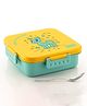 Adore Square Mate Stainless Steel Bento Lunch Box with 3 Compartments and Spoon- Yellow Unicorn