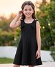 Arias Scuba Knit Sleeveless Solid Colour Party Dress with Shoulder Brooch - Black