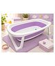 Kritiu Foldable Baby Bath Tub with Drain Plug | Compact Fold and Travel Friendly| Non-slip Base,Purple