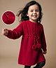 Babyhug Knit Full Sleeves Woollen Dress With Cable Knit Design - Red