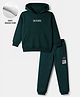 Primo Gino Cotton Brushed Terry Knit Oversized Full Sleeves Solid Hooded Sweatshirt and Jogger Winter Wear Suit with Drop Shoulder Sleeves & Trust The Process Learning Fast Moving Faster Print - Green