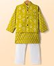 Teentaare Cotton Woven Full Sleeves Floral Printed Kurta & Pyjama Set With Jacket - Lime Green