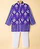 Teentaare Cotton Woven Full Sleeves Chevron Printed Kurta Pajama Set with Nehru Jacket - Purple