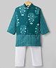 Teentaare Cotton Woven Full Sleeves Kurta & Pyjama Set With Floral Printed Jacket - Mint