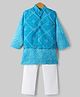 Teentaare Cotton Woven Full Sleeves Kurta & Pyjama Set With Bandhani Printed Jacket - Turquoise