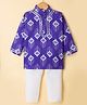 Teentaare Cotton Woven Full Sleeves Kurta Pajama Set with Argyle Print - Purple