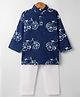 Teentaare Cotton Woven Full Sleeves Bicycle Printed Kurta & Pyjama Set - Navy Blue