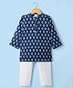 Teentaare Cotton Woven Full Sleeves Printed Kurta & Pyjama Set - Navy Blue