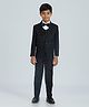 KIDS ISLAND Woven Full Sleeves Sequins Embellished 4 Piece Party Suit Set With Bow - Black